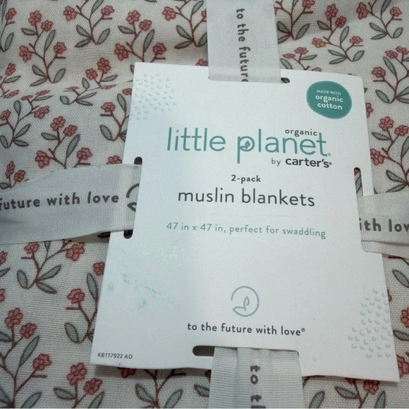 Swaddle Baby Blanket Little Planet by Carter's Muslin Swaddle - Floral - 2pk NEW - Picture 2 of 5